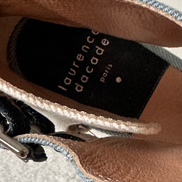 Multi Contrasting Jean Cutout Sandal By Laurence Dacade Size 39.5  4" Heel - Picture 13 of 16